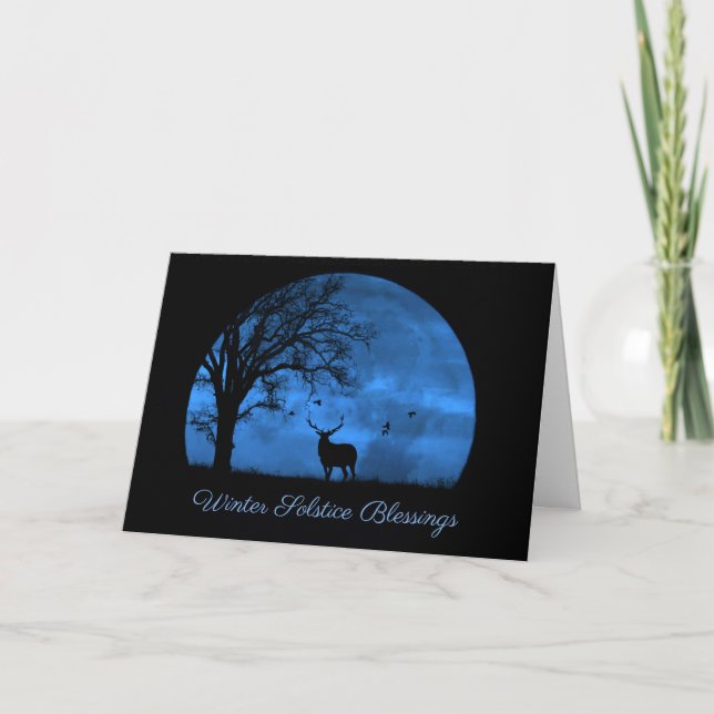 Carte Belles bénédictions de solstice d'hiver avec élan (Devant)