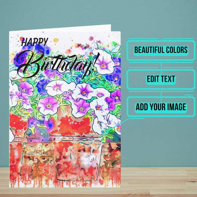 Carte Belles choses comme vous Aquarelle Anniversaire (This beautiful watercolor card is for the loved one whom you want to give a very special card to. )