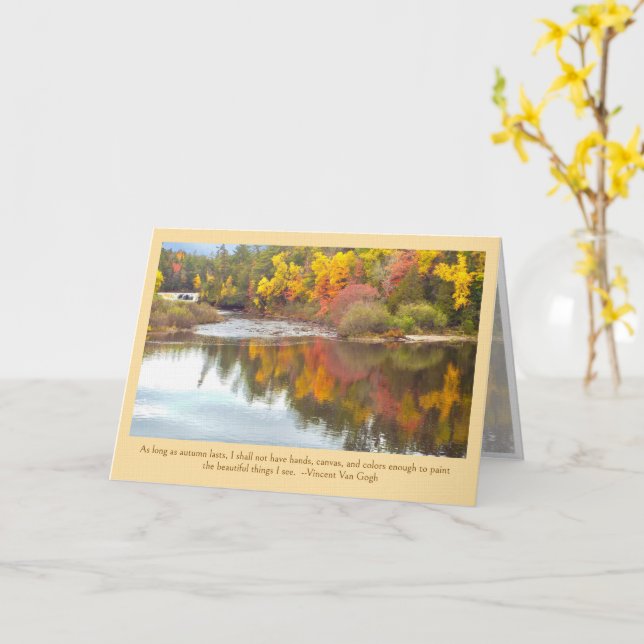 Carte Belles couleurs d'automne, reflets dans l'eau (Fleur jaune)