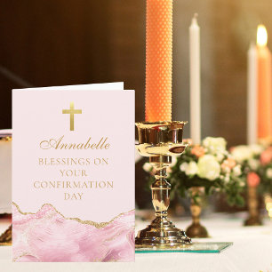 Carte Belles Félicitations de Confirmation Rose Or Perso