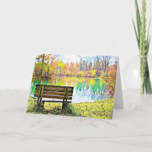 Carte Belles feuilles d'automne Autumn Park Bench Serene