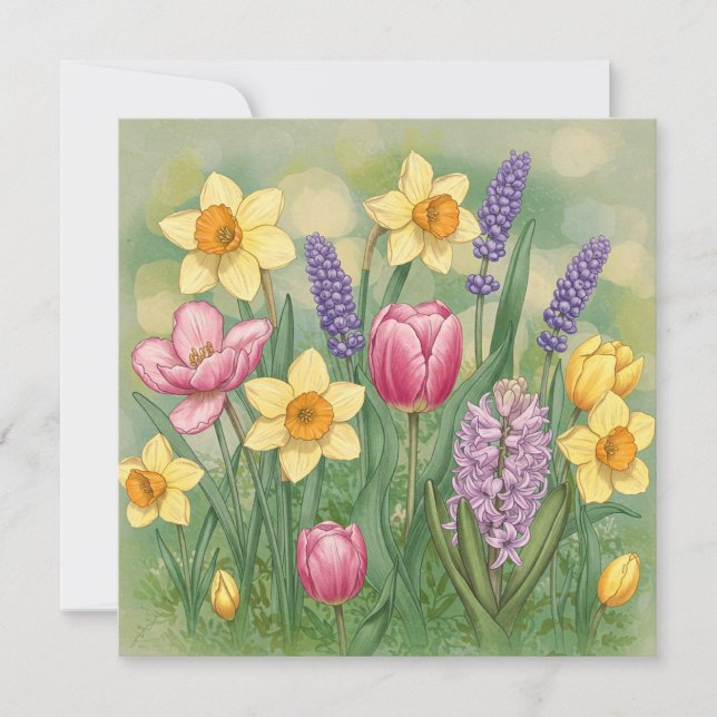 Carte Belles fleurs de jardin printanières  (Devant)