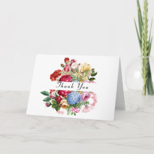 Carte Belles roses avec remerciement floral d'hortensia