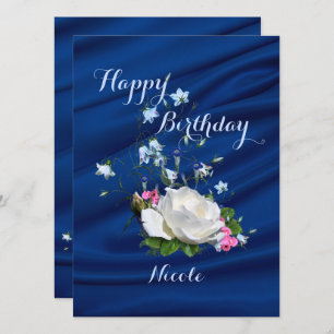Carte Belles roses blanches pour l'anniversaire de la fi