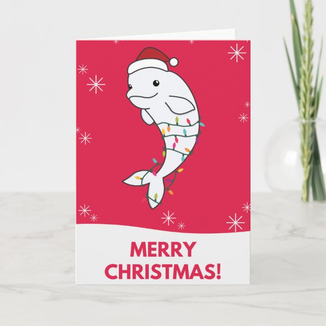 Carte Béluga Joyeux Noël Animaux d'hiver Baleines (Devant)