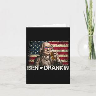 Carte Ben Drankin Bière Drôle 4 Juillet Rétro Drapeau Us
