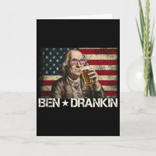 Carte Ben Drankin Bière Drôle 4 Juillet Rétro Drapeau Us