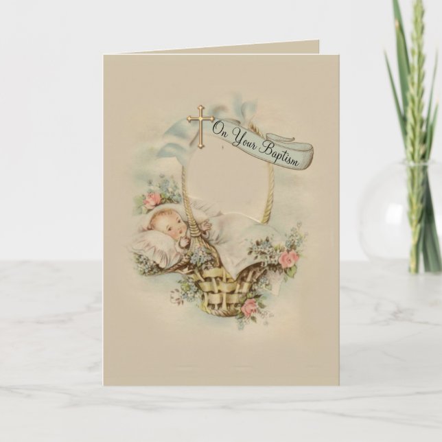 Carte Bénédiction de bébé de baptême avec croix (Devant)