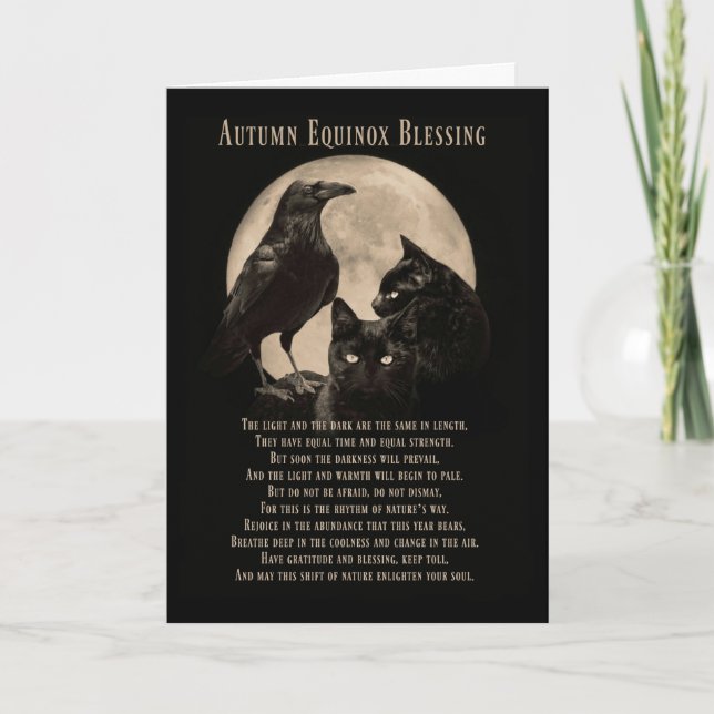 Carte Bénédiction de Mabon de l'équinoxe d'automne Raven (Devant)