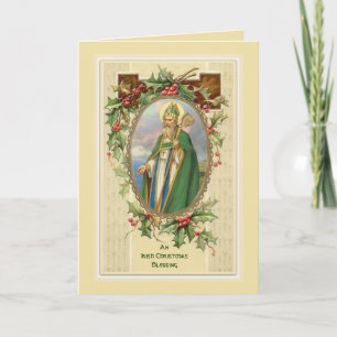 Carte Bénédiction de Noël irlandaise vintage St. Patrick