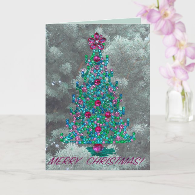 Carte Bénédiction de Noël pour l'année à venir avec arbr (Orchidée)