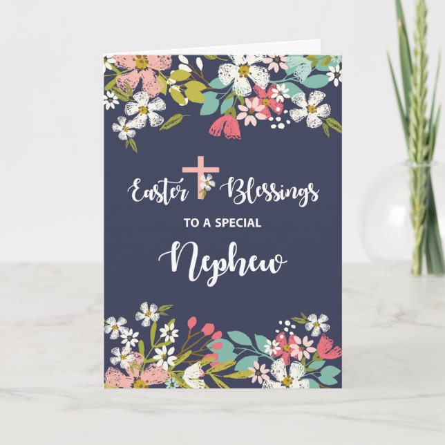 Carte Bénédiction de Pâques au Népal de fleurs Christ re (Devant)