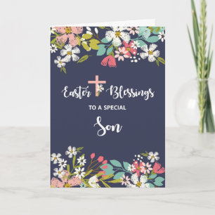 Carte Bénédiction de Pâques du Christ ressuscité Fleurs