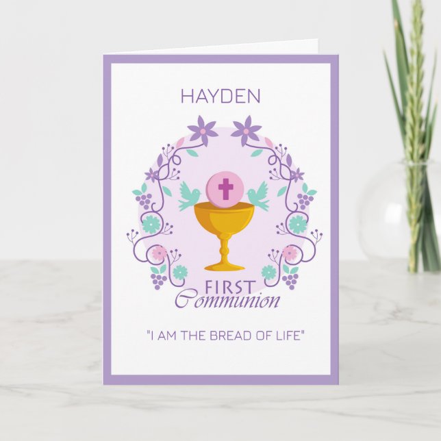 Carte Bénédiction de première communion personnalisée (Devant)
