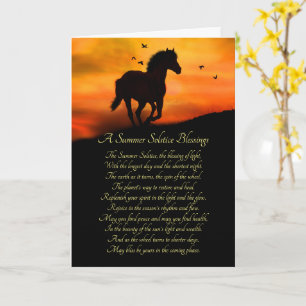 Carte Bénédiction solstice d'été avec cheval et soleil