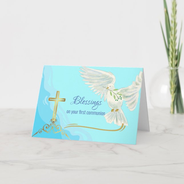 Carte Bénédiction sur la première communion avec la colo (Devant)