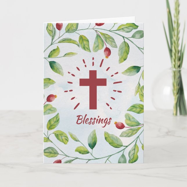 Carte Bénédictions Croix dans une Couronne (Devant)