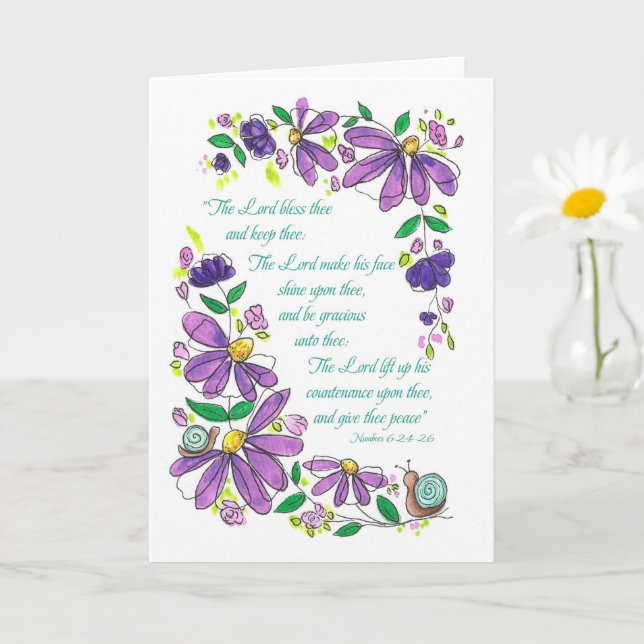 Carte Bénédictions d'anniversaire Écriture Nombres 6:24- (Petite plante)