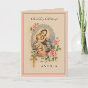 Carte Bénédictions d'anniversaire religieuses Vierge Mar