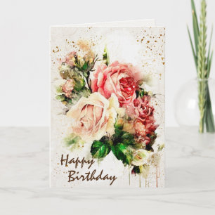 Carte Bénédictions d'anniversaire Roses Vintages Inspira