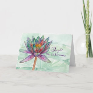 Carte Bénédictions de Diwali lumineuses Fleur de lotus