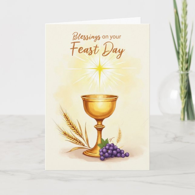 Carte Bénédictions de jour de fête Calice eucharistique  (Devant)