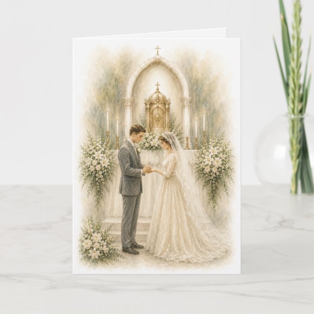 Carte Bénédictions de mariage catholique traditionnel (Devant)