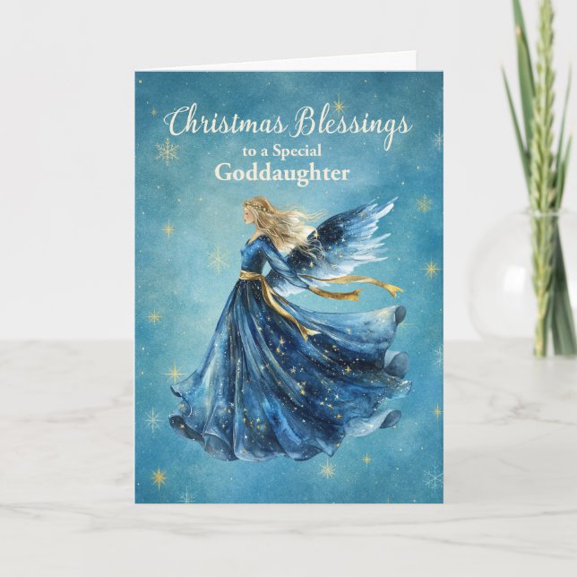 Carte Bénédictions de Noël de filleule Ange de Lumière (Devant)