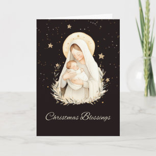 Carte Bénédictions de Noël Madone et Enfant Crème Douce