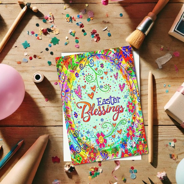 Carte Bénédictions de Pâques amusant Whimsical Floral In (Créateur téléchargé)