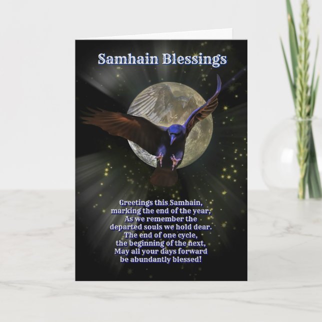 Carte Bénédictions de Samhain avec corbeau ou corneille  (Devant)