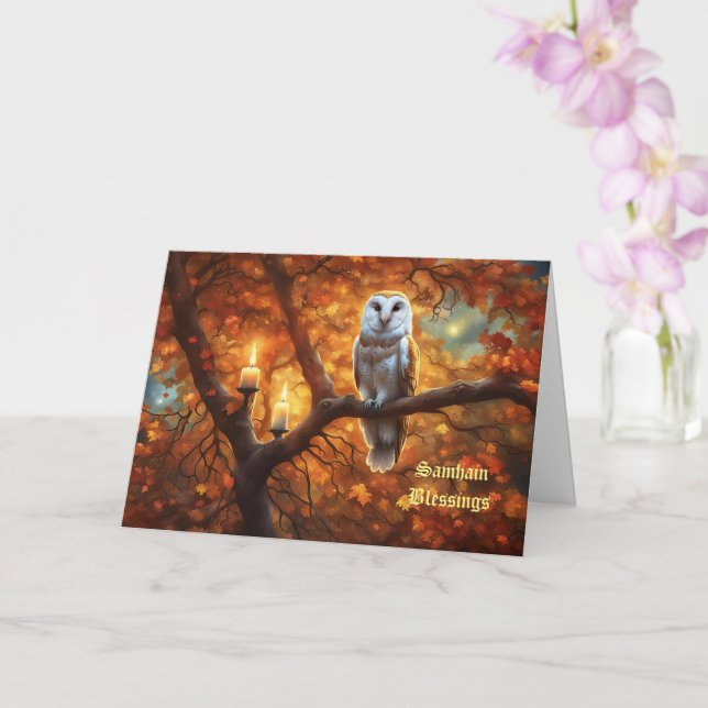 Carte Bénédictions de Samhain avec feuilles d'automne my (Orchidée)