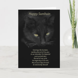 Carte Bénédictions du chat noir de Samhain Joyeux Samhai