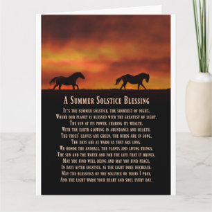 Carte Bénédictions du solstice d'été avec coucher de sol