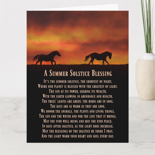 Carte Bénédictions du solstice d'été avec coucher de sol (Devant)
