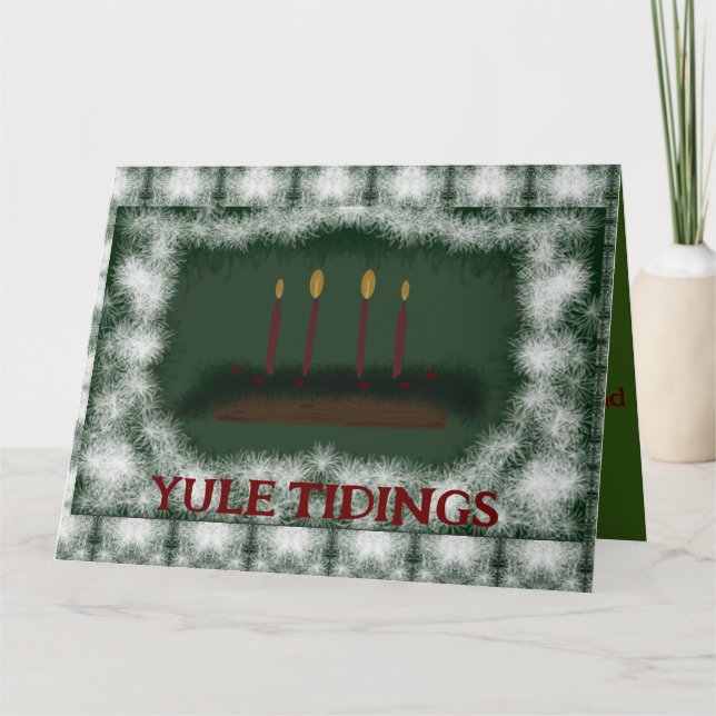 Carte Bénédictions païennes de Yule avec des bougies (Devant)