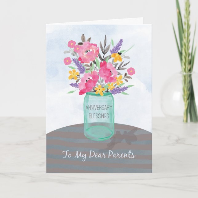 Carte Bénédictions pour l'anniversaire des parents Vase  (Devant)