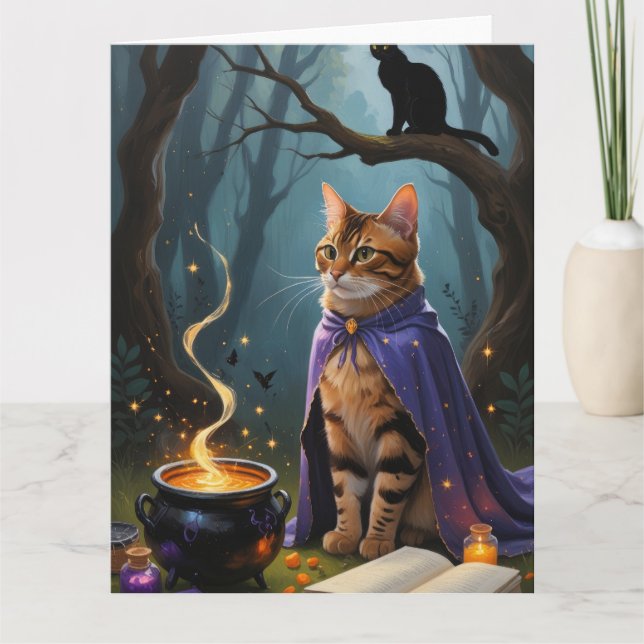 Carte Bengale Chat Whimsical Halloween Peinture (Devant)