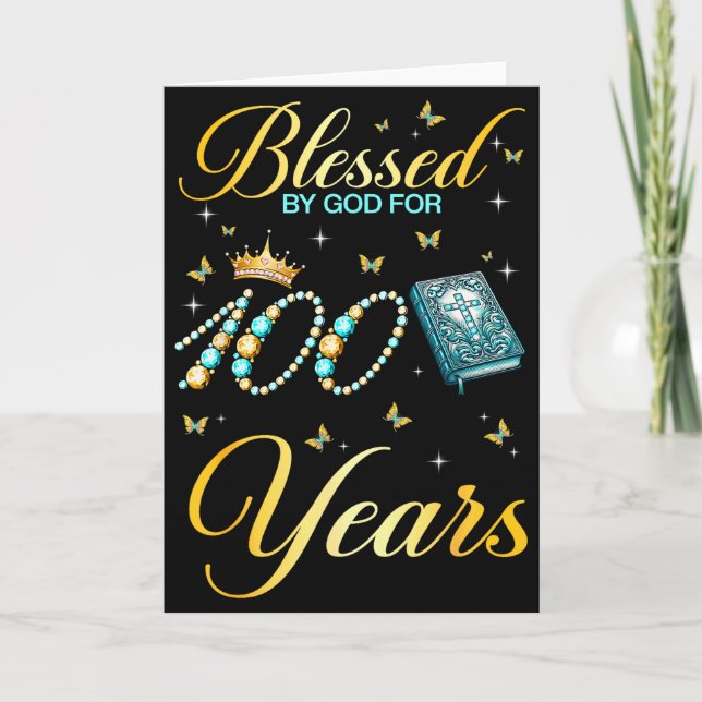 Carte Béni par Dieu pour 100 ans 100e anniversaire Wo (Devant)