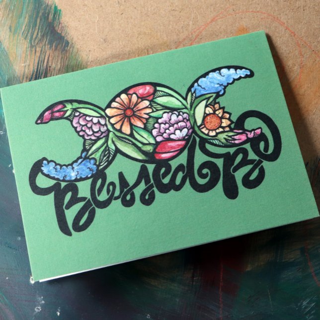 Carte "Béni Soit" Triple Lune Fleur (Créateur téléchargé)