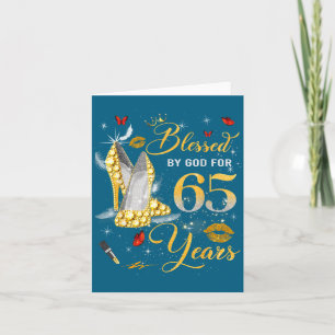 Carte Bénie par Dieu pour les femmes de 65 ans 65e anniv