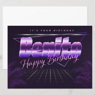 Carte Benito Nom Prénom lila retro Anniversaire de la ca