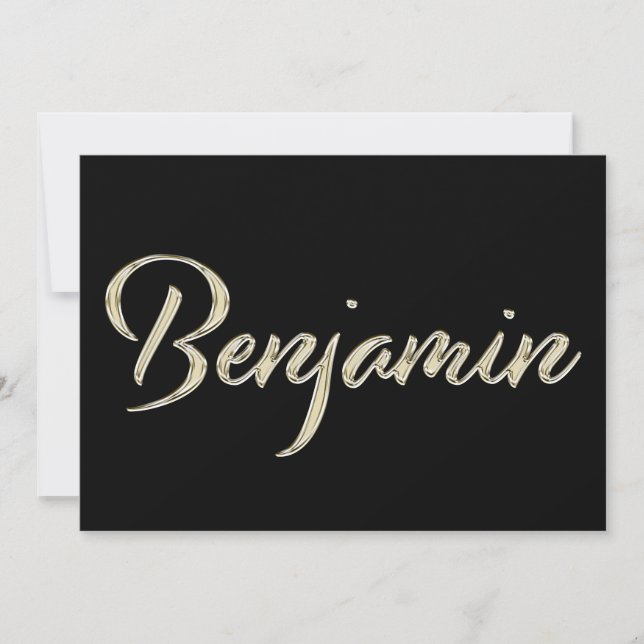Carte Benjamin Name White Gold Handwriting (Devant)