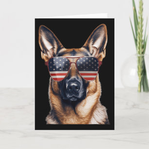 Carte Berger Allemand Avec Drapeau Des États-Unis Fête D