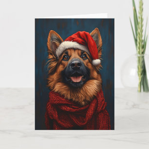 Carte Berger allemand avec un chapeau de Père Noël