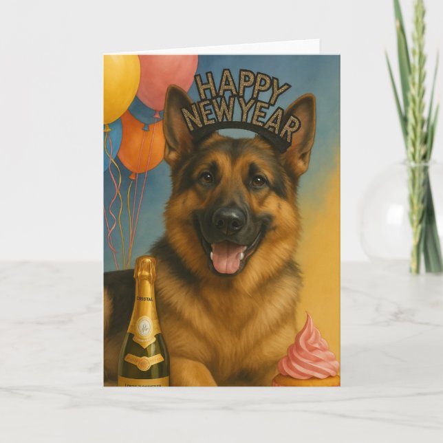 Carte Berger Allemand Bonne Année (Devant)