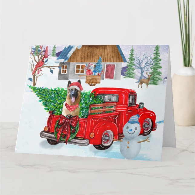 Carte Berger Allemand Dans Camion De Livraison De Noël D (Devant)