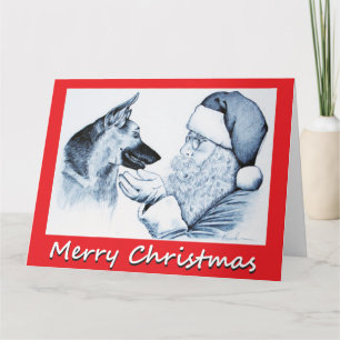 Carte Berger allemand de Noël et Père Noël
