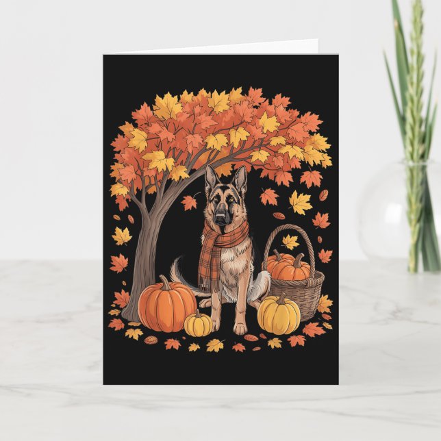 Carte Berger Allemand Écharpe d'automne Citrouille Plus  (Devant)