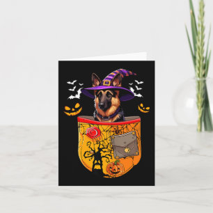 Carte Berger Allemand en sorcière dans l'Halloween de po